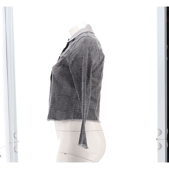 DG2 Diane Gilman Reversible Twill Jean Jacket Gray Croco 7529882 - Picture 3 of 9